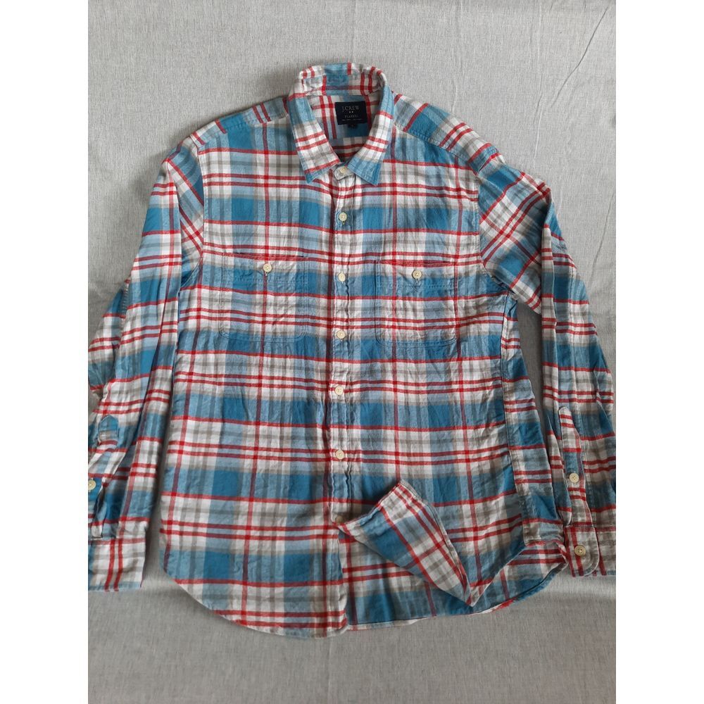J. Crew Men Medium Flannel Plaid Multi-Color Long Sleeve Button's Shirt
